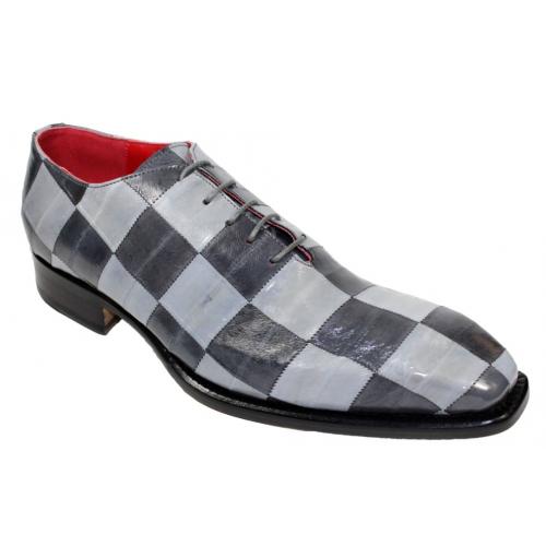Fennix Italy "Charlie" Dark Grey / Grey Genuine Eel Oxford Dress Shoes.